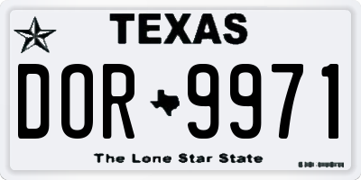 TX license plate DOR9971