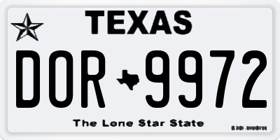 TX license plate DOR9972