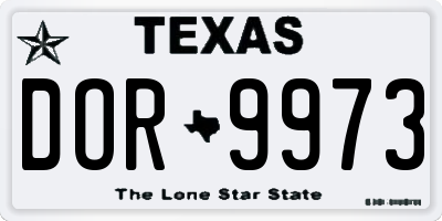 TX license plate DOR9973