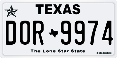 TX license plate DOR9974