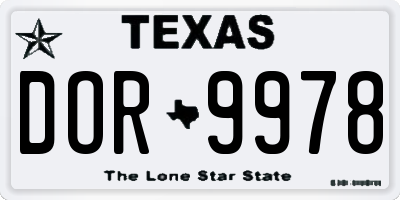 TX license plate DOR9978