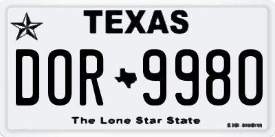 TX license plate DOR9980