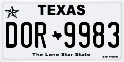 TX license plate DOR9983