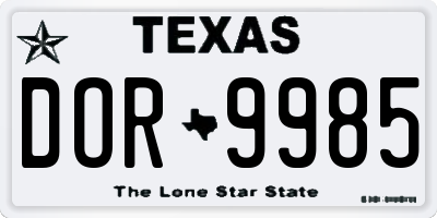 TX license plate DOR9985
