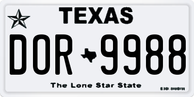 TX license plate DOR9988