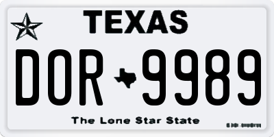 TX license plate DOR9989