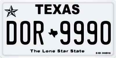 TX license plate DOR9990