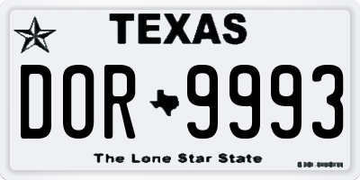 TX license plate DOR9993