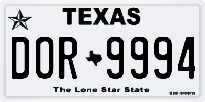 TX license plate DOR9994