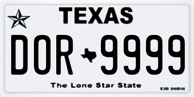 TX license plate DOR9999