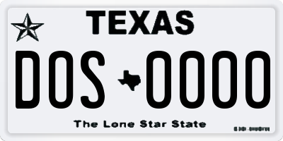 TX license plate DOS0000