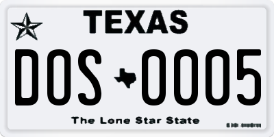 TX license plate DOS0005