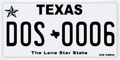 TX license plate DOS0006
