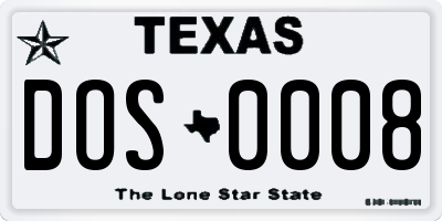 TX license plate DOS0008