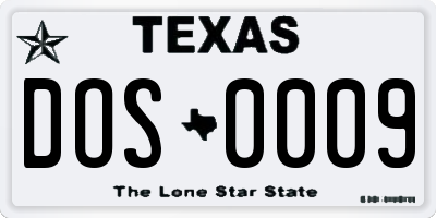 TX license plate DOS0009