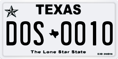 TX license plate DOS0010
