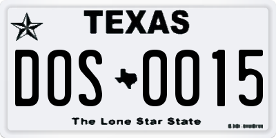 TX license plate DOS0015