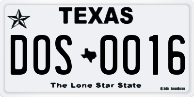 TX license plate DOS0016