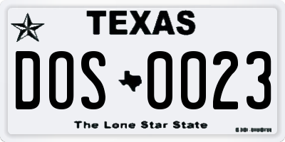 TX license plate DOS0023