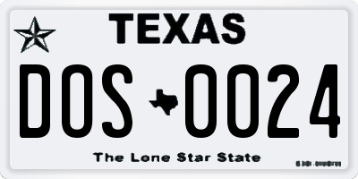 TX license plate DOS0024