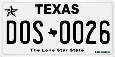 TX license plate DOS0026