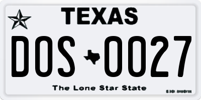 TX license plate DOS0027