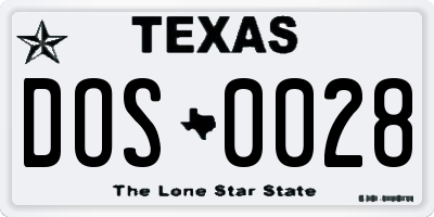 TX license plate DOS0028
