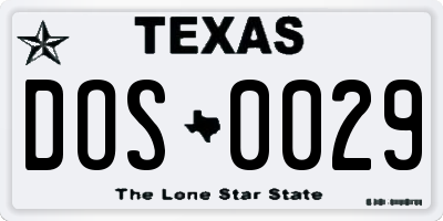 TX license plate DOS0029