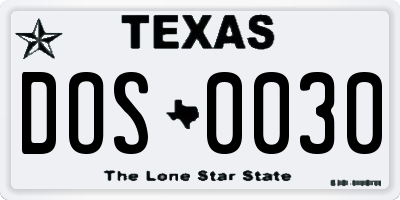 TX license plate DOS0030