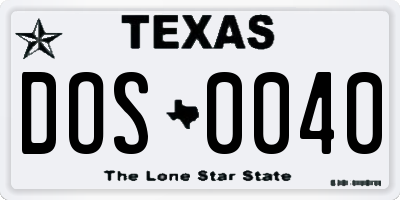 TX license plate DOS0040