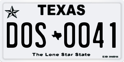 TX license plate DOS0041