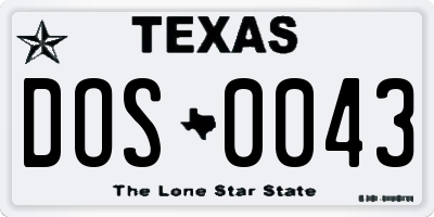 TX license plate DOS0043