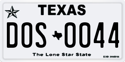 TX license plate DOS0044