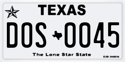 TX license plate DOS0045