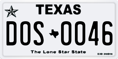 TX license plate DOS0046
