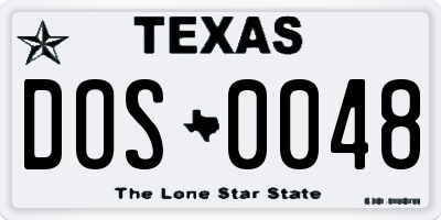 TX license plate DOS0048