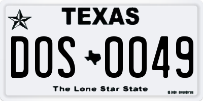 TX license plate DOS0049