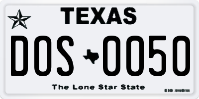 TX license plate DOS0050
