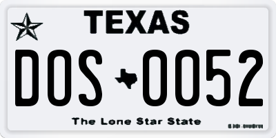 TX license plate DOS0052