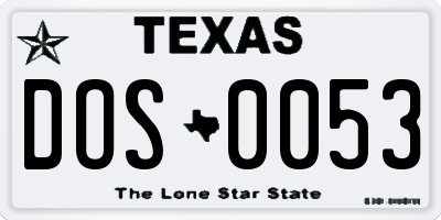 TX license plate DOS0053