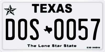 TX license plate DOS0057