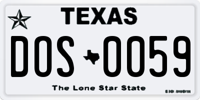 TX license plate DOS0059