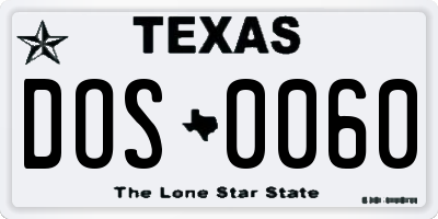 TX license plate DOS0060