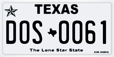 TX license plate DOS0061