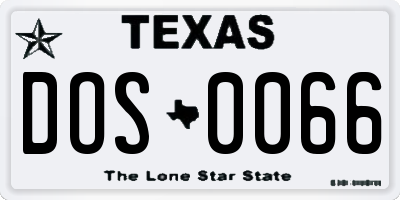 TX license plate DOS0066