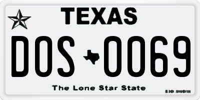 TX license plate DOS0069