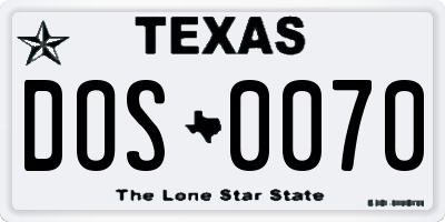 TX license plate DOS0070