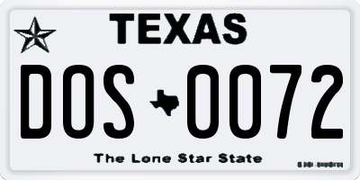 TX license plate DOS0072