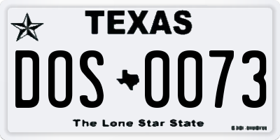 TX license plate DOS0073