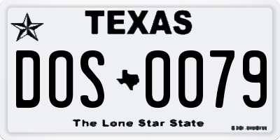 TX license plate DOS0079